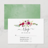 Burgundy en Blush Autumn Fall Wedding RSVP Kaartje (Voorkant / Achterkant)