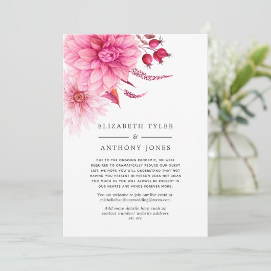 Burgundy en Blush Autumn Herfst Reduced Guest List Aankondiging (Staand voorkant)