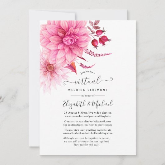 Burgundy en Blush Autumn Herfst Virtual Wedding Kaart (Voorkant)