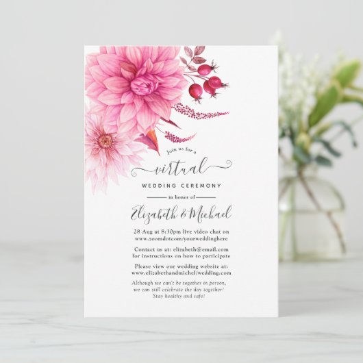 Burgundy en Blush Autumn Herfst Virtual Wedding Kaart (Staand voorkant)