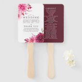 Burgundy en Blush Autumn Wedding Programme Handwaaier (Voorkant en achterkant)