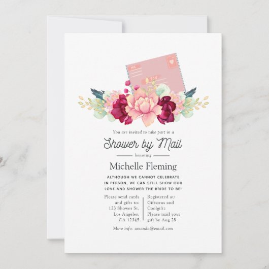 Burgundy en Blush Baby of Vrijgezellenfeest van Ma Kaart (Voorkant)