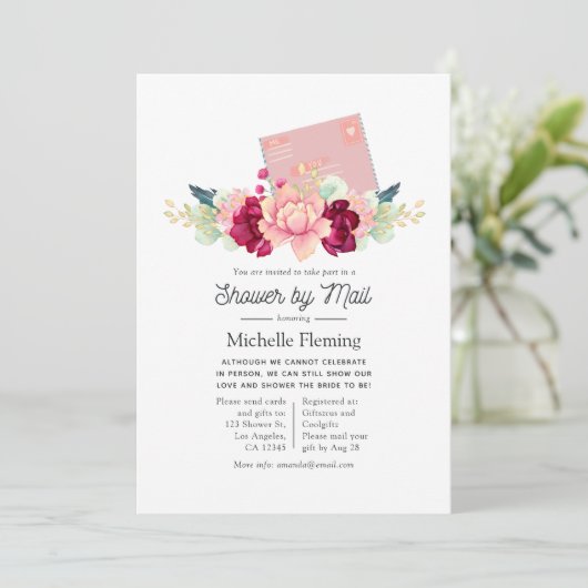 Burgundy en Blush Baby of Vrijgezellenfeest van Ma Kaart (Staand voorkant)