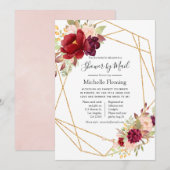 Burgundy en Blush Baby of Vrijgezellenfeest van Ma Kaart (Voorkant / Achterkant)