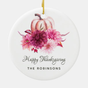 Burgundy en Blush Bloem Thanksgiving Foto Keramisch Ornament