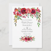 Burgundy en Blush Bloemencode QR Code RSVP Huwelij Kaart (Voorkant)