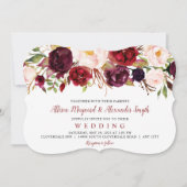 Burgundy en Blush Blooms waterverf bloemen Kaart (Voorkant)