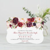 Burgundy en Blush Blooms waterverf bloemen Kaart (Staand voorkant)