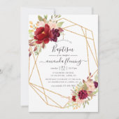 Burgundy en Blush Boho Geometric Baptism Kaart (Voorkant)