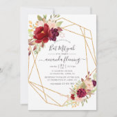 Burgundy en Blush Boho Geometric Bat Mitzvah Kaart (Voorkant)