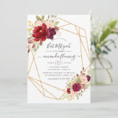 Burgundy en Blush Boho Geometric Bat Mitzvah Kaart (Staand voorkant)