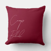 Burgundy en Blush Camp Bruid Aangepaste Bacheloret Kussen (Voorkant)