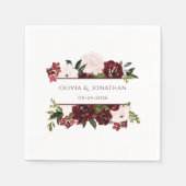 Burgundy en Blush Elegant Floral Wedding Servet (Voorkant)