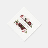 Burgundy en Blush Elegant Floral Wedding Servet (Hoek)