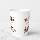 Burgundy en Blush Floral Boho Wedding Papieren Bekers (Links)