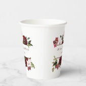 Burgundy en Blush Floral Boho Wedding Papieren Bekers (Rechts)