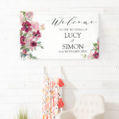 Burgundy en Blush floral bouquet bruiloft Spandoek (Insitu)
