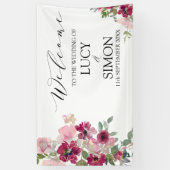 Burgundy en Blush floral bouquet bruiloft Spandoek (Verticaal)