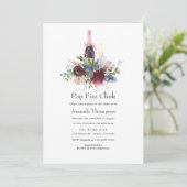 Burgundy en Blush Floral Bridal Pop Fizz Clink Kaart (Staand voorkant)