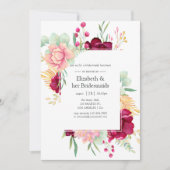 Burgundy en Blush Floral Bridesmaids Luncheon Kaart (Voorkant)