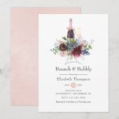 Burgundy en Blush Floral Brunch en Bubble Kaart (Voorkant / Achterkant)