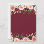 burgundy en blush floral crest trouwuitnodiging kaart (Achterkant)