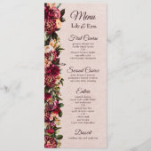 Burgundy en Blush Floral Menu (Voorkant)