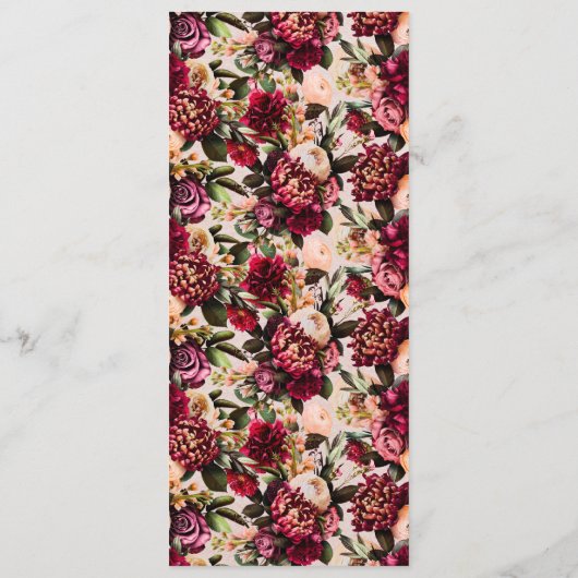 Burgundy en Blush Floral Menu (Achterkant)