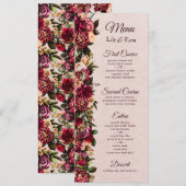 Burgundy en Blush Floral Menu (Voorkant / Achterkant)