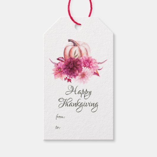 Burgundy en Blush Floral Thanksgiving Cadeaulabel (Voorkant)