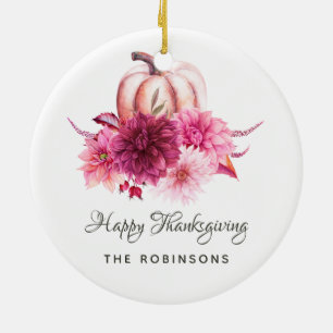 Burgundy en Blush Floral Thanksgiving Foto Keramisch Ornament