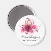 Burgundy en Blush Floral Thanksgiving Magneet (Voorkant / Achterkant)