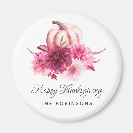 Burgundy en Blush Floral Thanksgiving Magneet (Voorkant)