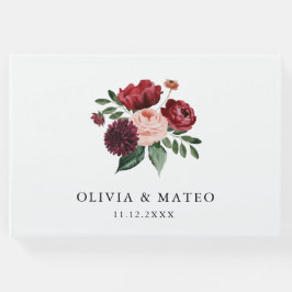 Burgundy en Blush floral Wedding Gastenboek