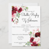 Burgundy en Blush Floral Wedding Invitation Save The Date (Voorkant)