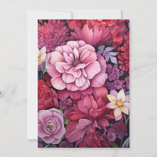 Burgundy en Blush Floral Wedding Kaart (Achterkant)