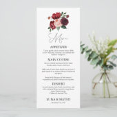 Burgundy en Blush Floral Wedding Menu (Staand voorkant)