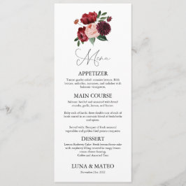 Burgundy en Blush Floral Wedding Menu