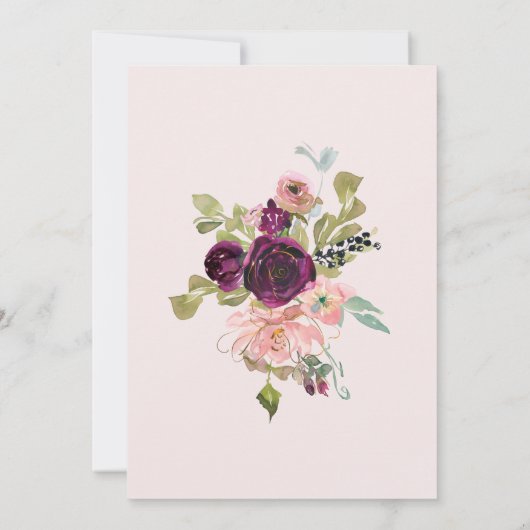 Burgundy en Blush Floral Wedding Save the Date (Achterkant)
