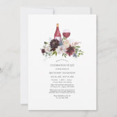 Burgundy en Blush Floral Wine Celebration of Life Kaart (Voorkant)