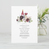 Burgundy en Blush Floral Wine Celebration of Life Kaart (Staand voorkant)