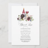 Burgundy en Blush Floral Wine Celebration of Life Kaart (Voorkant)