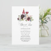 Burgundy en Blush Floral Wine Celebration of Life Kaart (Staand voorkant)