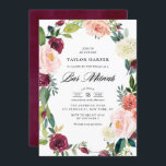 Burgundy en Blush Floral Wreath Herfst Bar Mitzvah Kaart<br><div class="desc">Nodig familie en vrienden uit voor uw evenement met deze plechtige bar mitzvah uitnodiging. Het is voorzien van een waterverf florale kreet van bogundy, brij, ivoor en oranje pinda's, rozen, maca's en andere bloemen met een foliageaccent. Deze bloemkool is perfect voor herfst of herfstbar mitzvahs. Personaliseer door namen, datum, tijd,...</div>