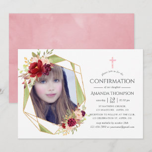 Burgundy en Blush Geometrische Bevestiging Kaart