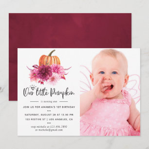 Burgundy en Blush Herfst Pompoen Verjaardag Kaart