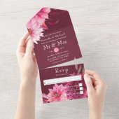 Burgundy en Blush herfst weduwen in één keer All In One Uitnodiging (Afscheurbaar)