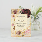 Burgundy en Blush Musical Floral Wedding Shower Kaart (Staand voorkant)