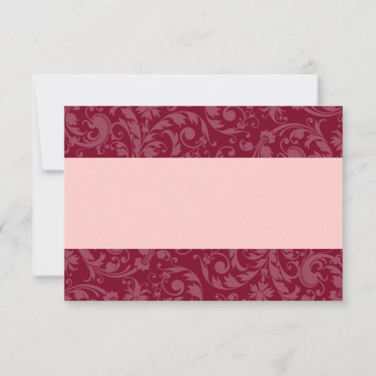 Burgundy en Blush Pink Damask Swirl Wedding RSVP (Achterkant)