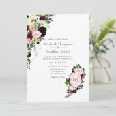 Burgundy en Blush Pink Diamond Monogram Weddenscha Kaart (Staand voorkant)